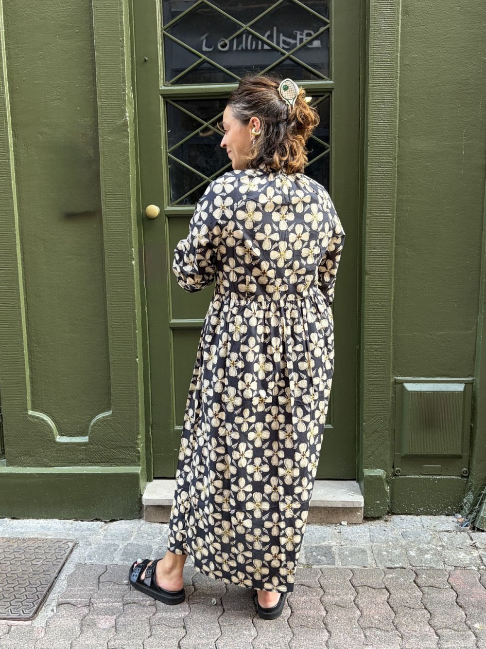 Robe longue fleurie Emmy avec ceinture | Peonies Shop