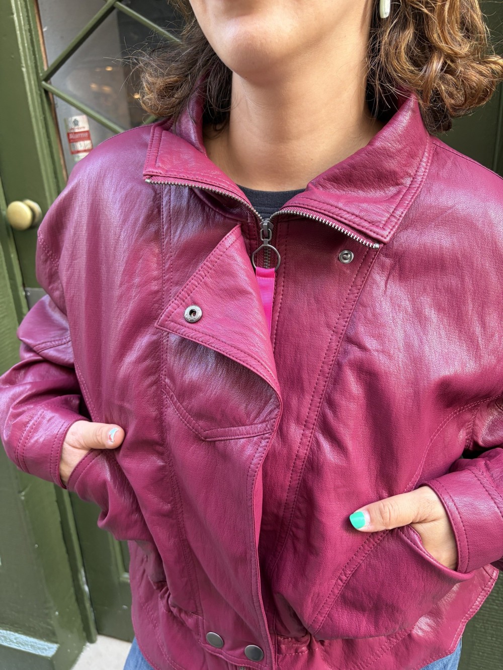 Veste effet cuir bordeaux vintage années 80 Jenna | Peonies Shop
