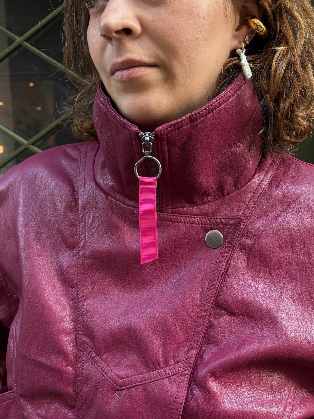Veste effet cuir bordeaux vintage années 80 Jenna | Peonies Shop