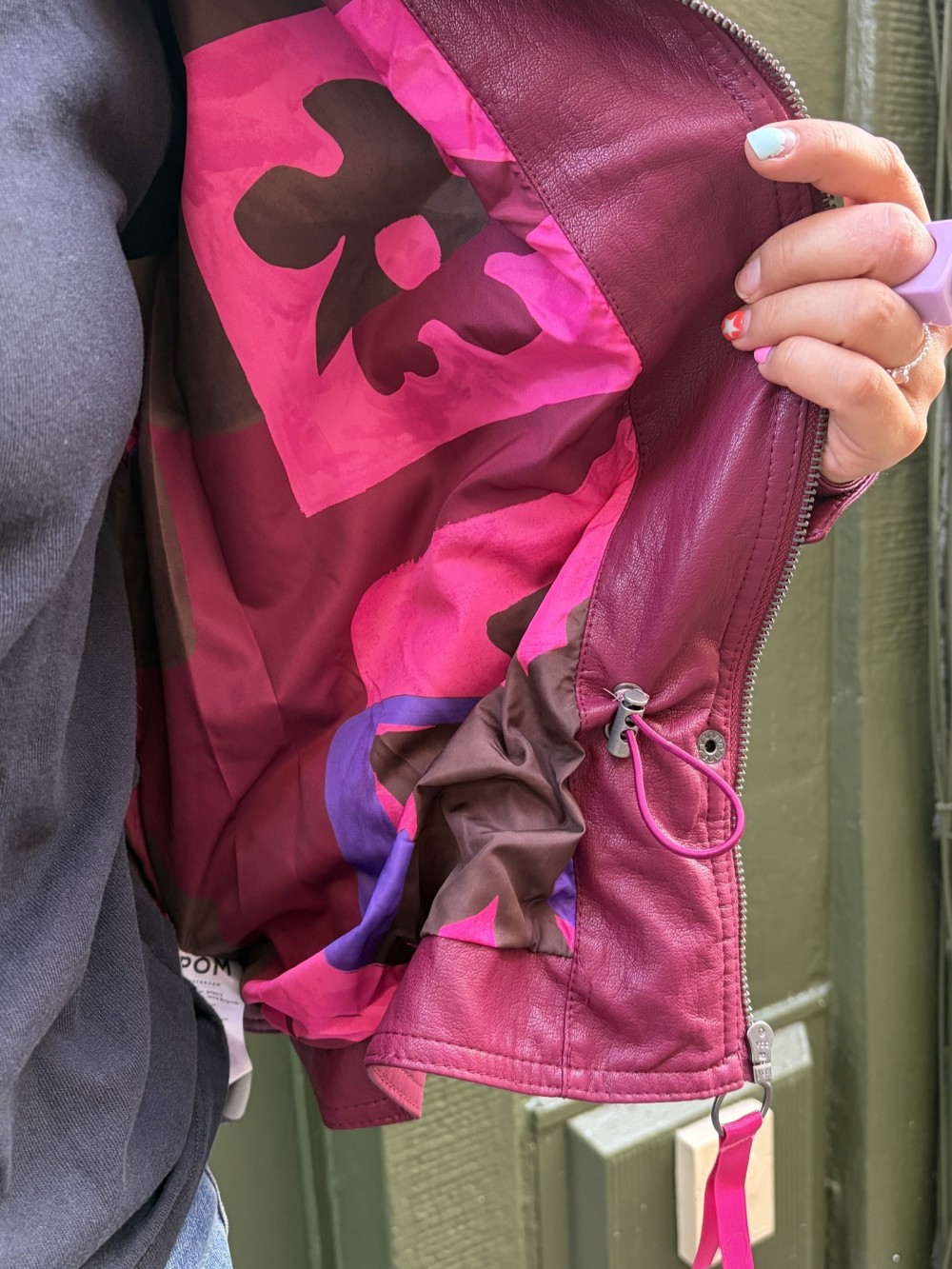 Veste effet cuir bordeaux vintage années 80 Jenna | Peonies Shop