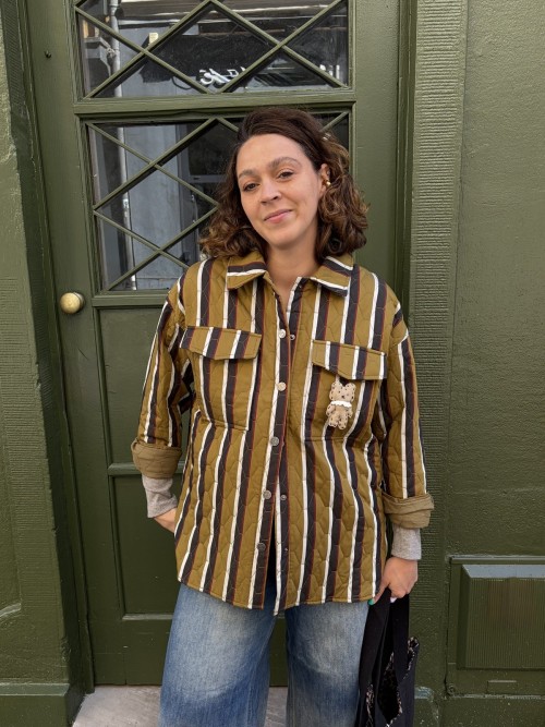 Veste matelassée Coline kaki à rayures femme | Peonies Shop