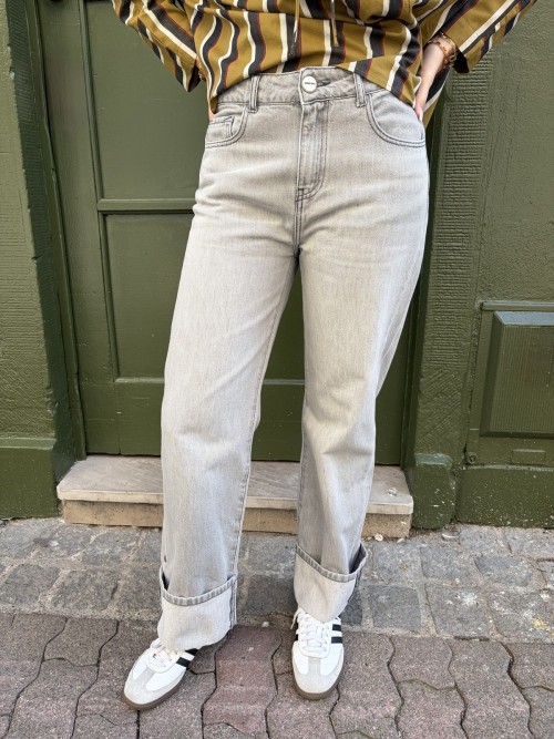 Jean droit femme Denim Straight à revers | Peonies