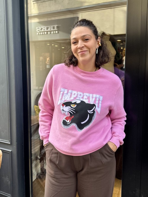 Sweat rose panthère 100 % coton femme | Peonies Shop