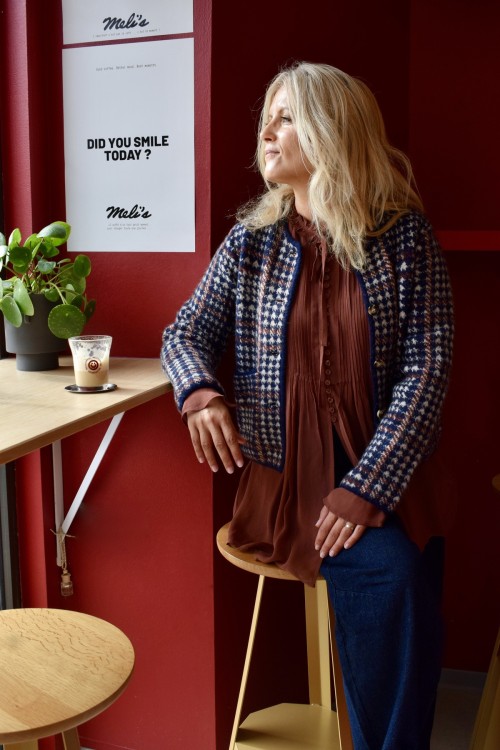 Cardigan pied-de-poule femme laine et alpaga | Peonies Shop
