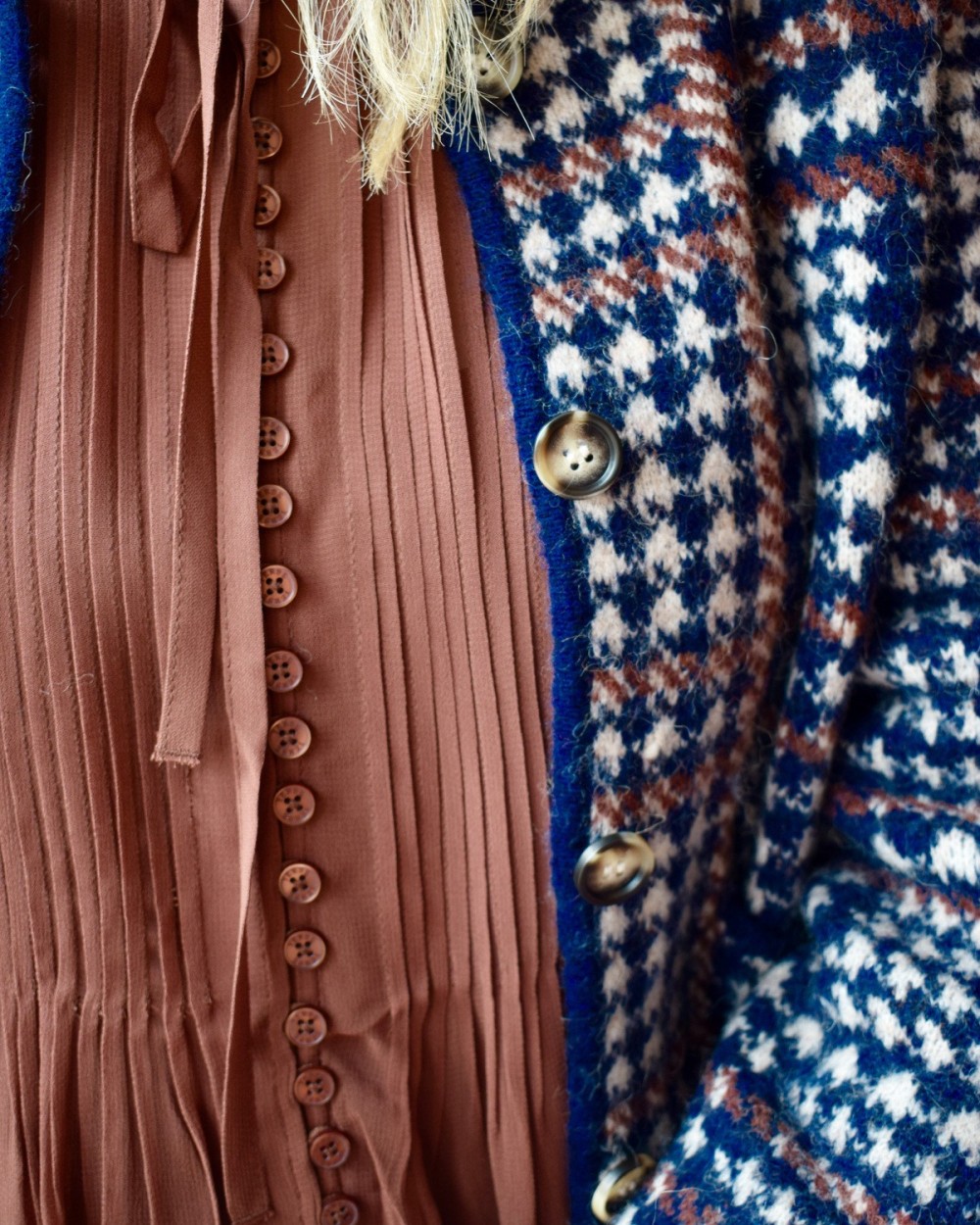 Cardigan pied-de-poule femme laine et alpaga | Peonies Shop
