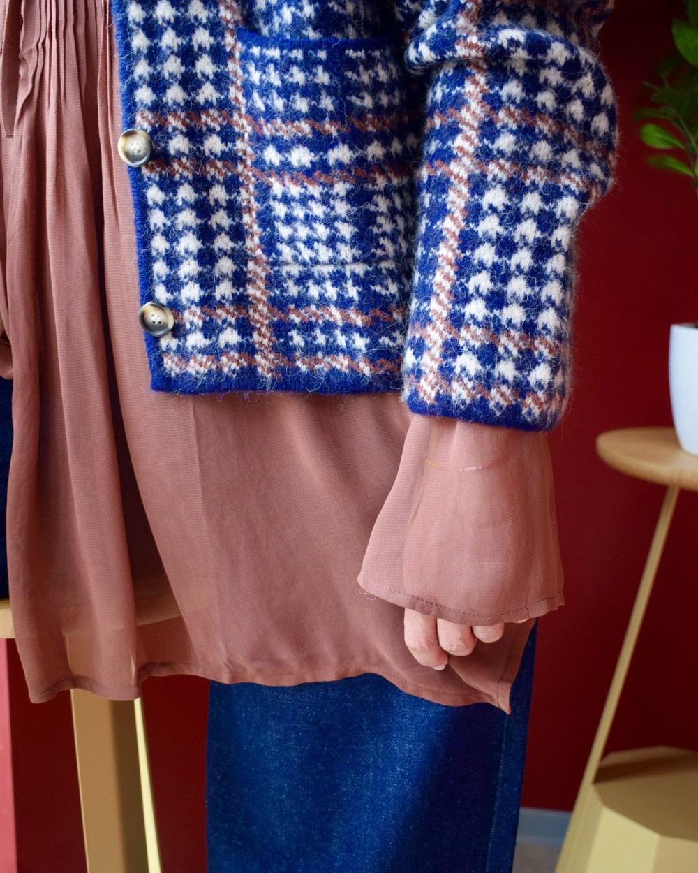 Cardigan pied-de-poule femme laine et alpaga | Peonies Shop