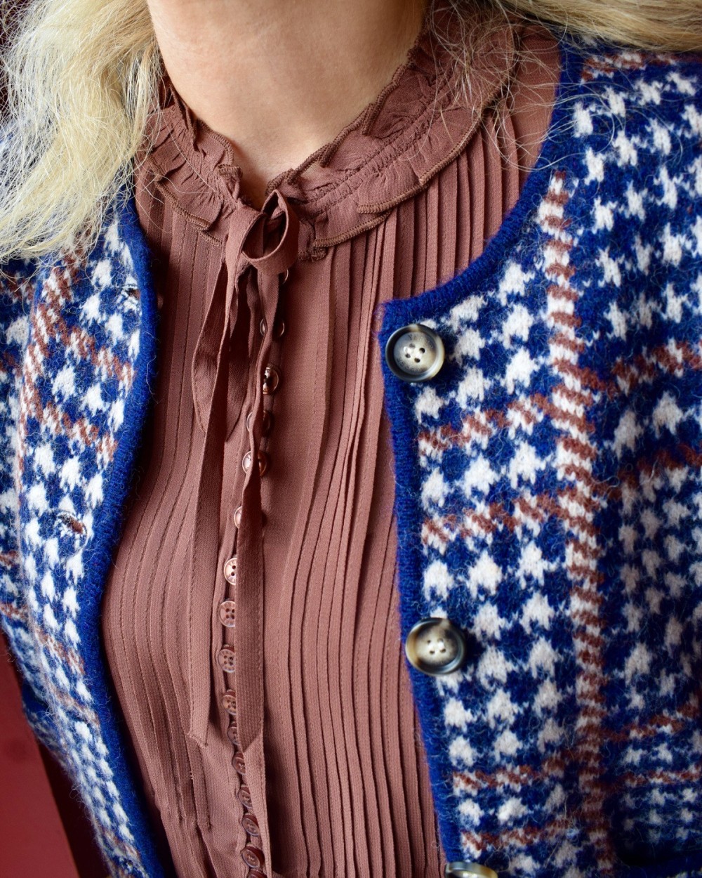 Cardigan pied-de-poule femme laine et alpaga | Peonies Shop