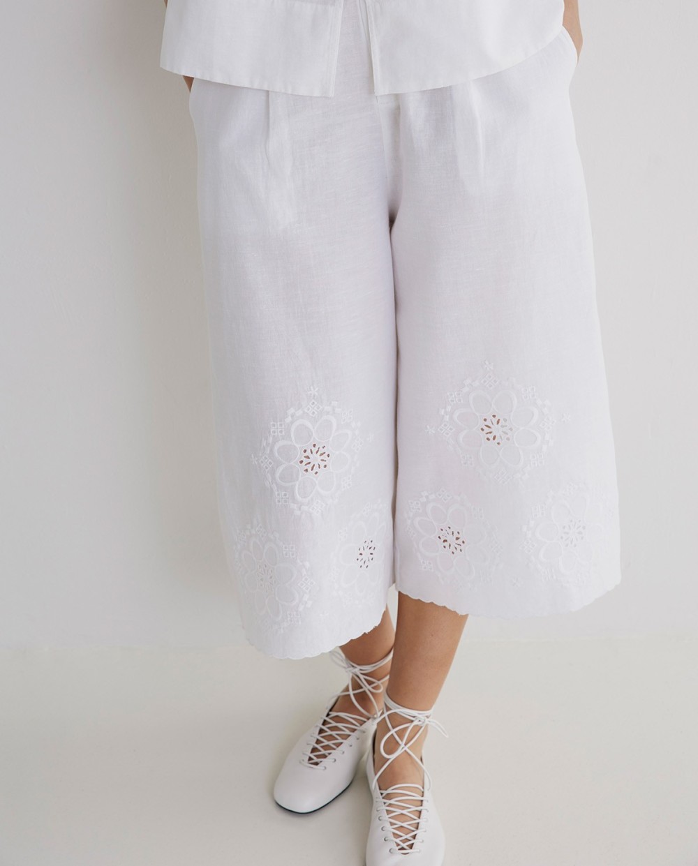 BERMUDA COTON LIN BLANC