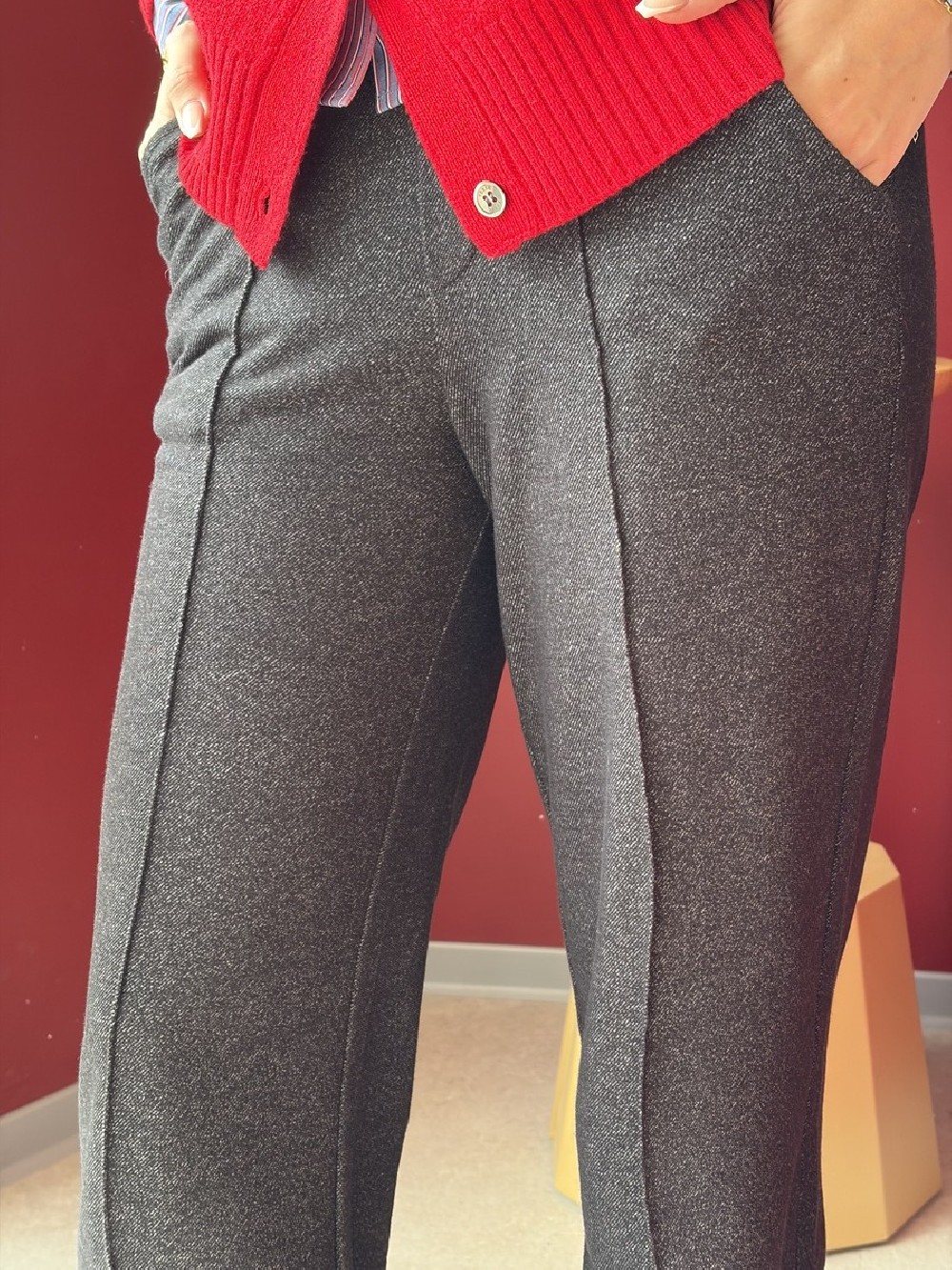 Pantalon large anthracite à plis femme | Peonies Shop
