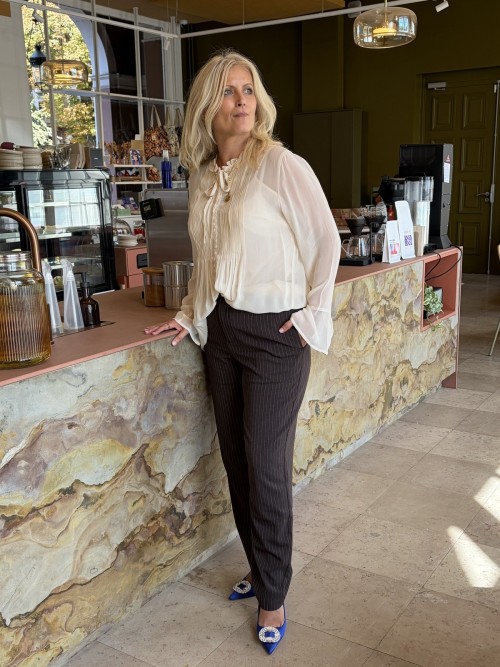 Pantalon anthracite rayé femme | Peonies Shop