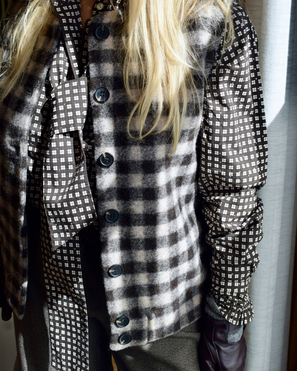 Gilet sans manches carreaux 100 % laine femme | Peonies Shop