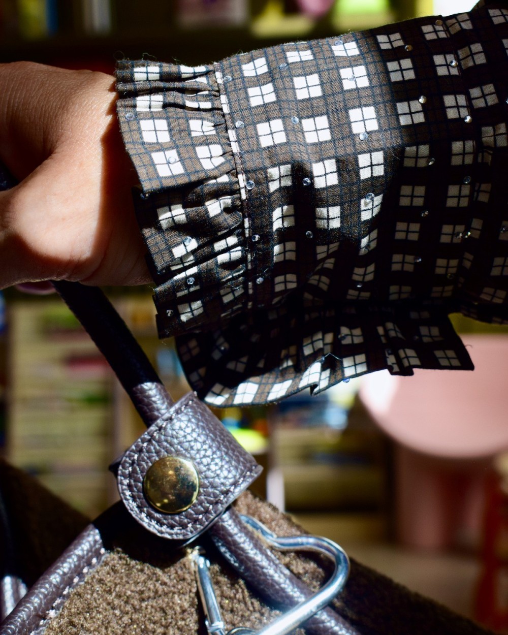 Chemise lavallière à carreaux et strass | Peonies Shop