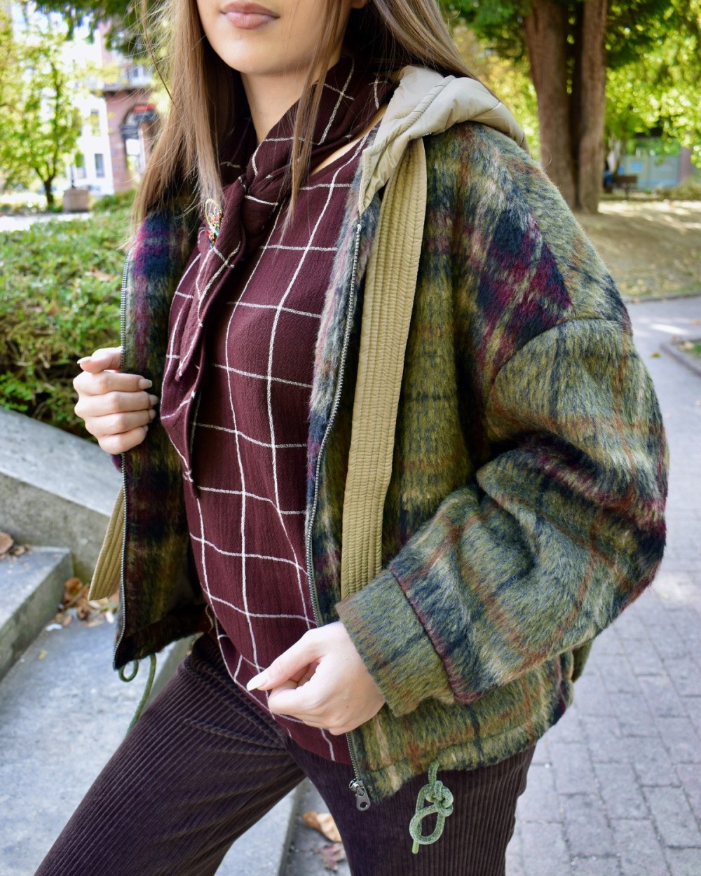 Veste à carreaux verts Lester femme | Peonies Shop