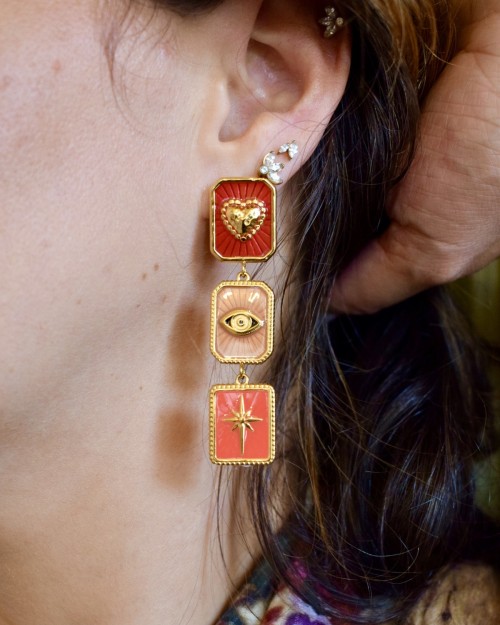 Boucles d’oreilles cœur œil étoile | Peonies Shop