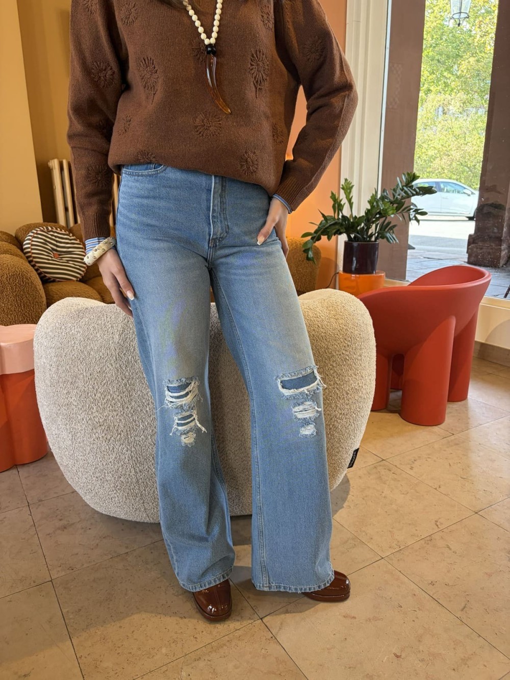 Jean June flare bleu femme | Peonies Shop