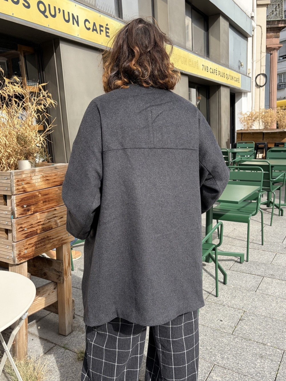 Manteau Emma gris carbone à capuche femme | Peonies Shop