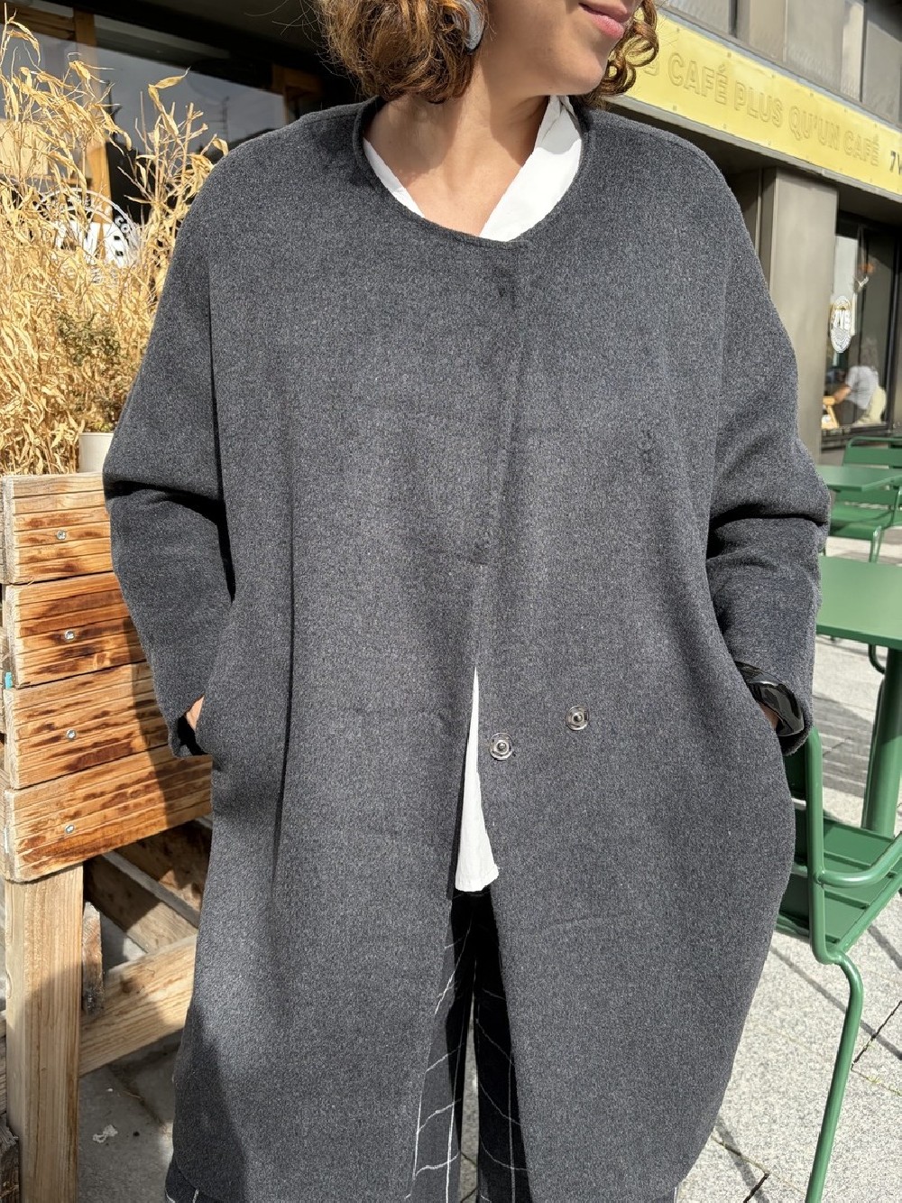 Manteau Emma gris carbone à capuche femme | Peonies Shop