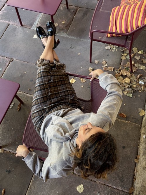 Sweat oversize gris à capuche amovible femme | Peonies Shop