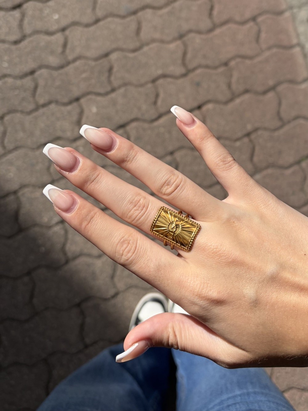 Bague Lucky dorée réglable en acier inoxydable | Peonies Shop