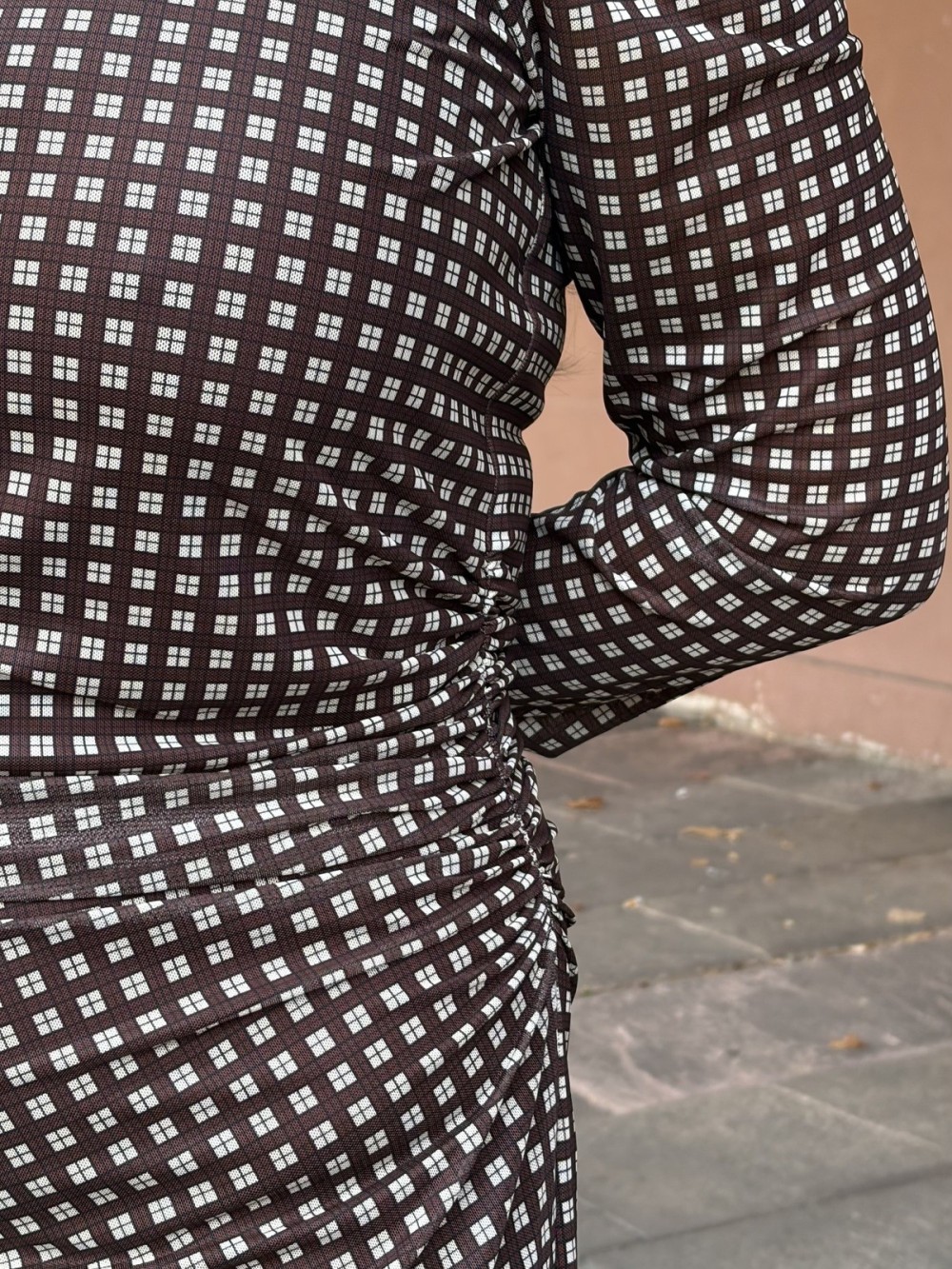 Robe longue Amber à carreaux marron | Peonies Shop