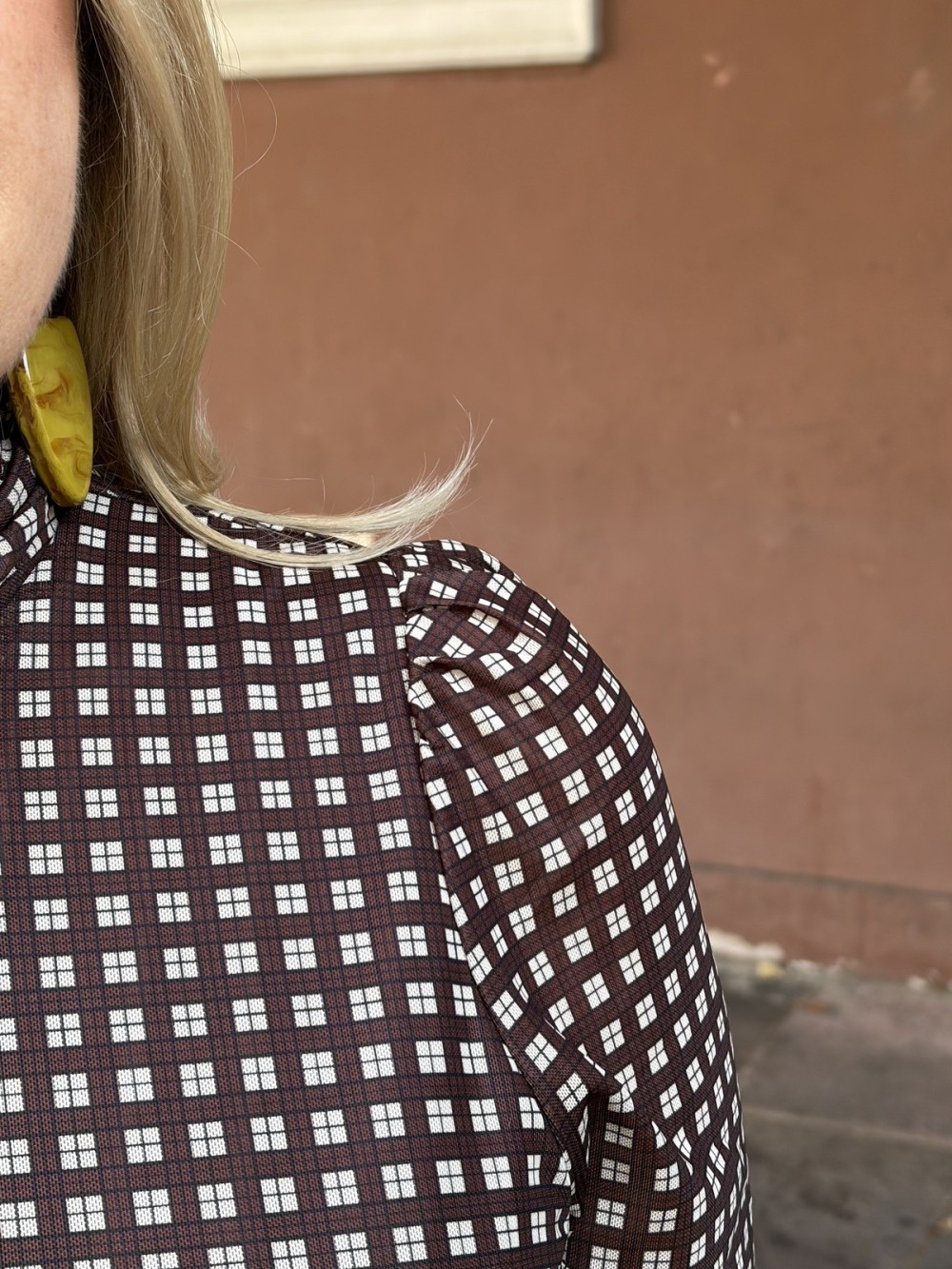 Robe longue Amber à carreaux marron | Peonies Shop
