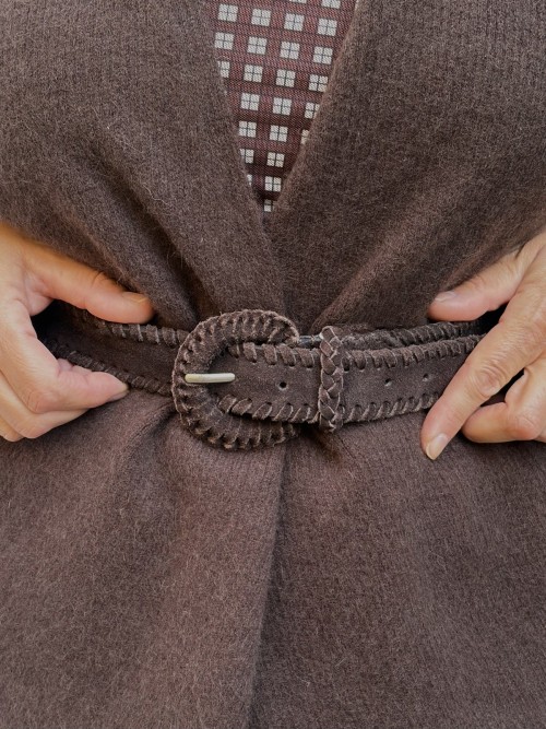 Ceinture cuir chocolat tressée femme | Peonies Shop