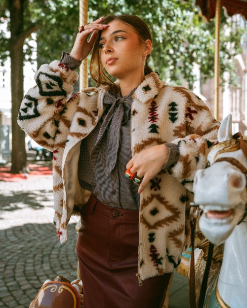 Veste teddy ethnique écrue | Outlet Femme | Peonies Shop