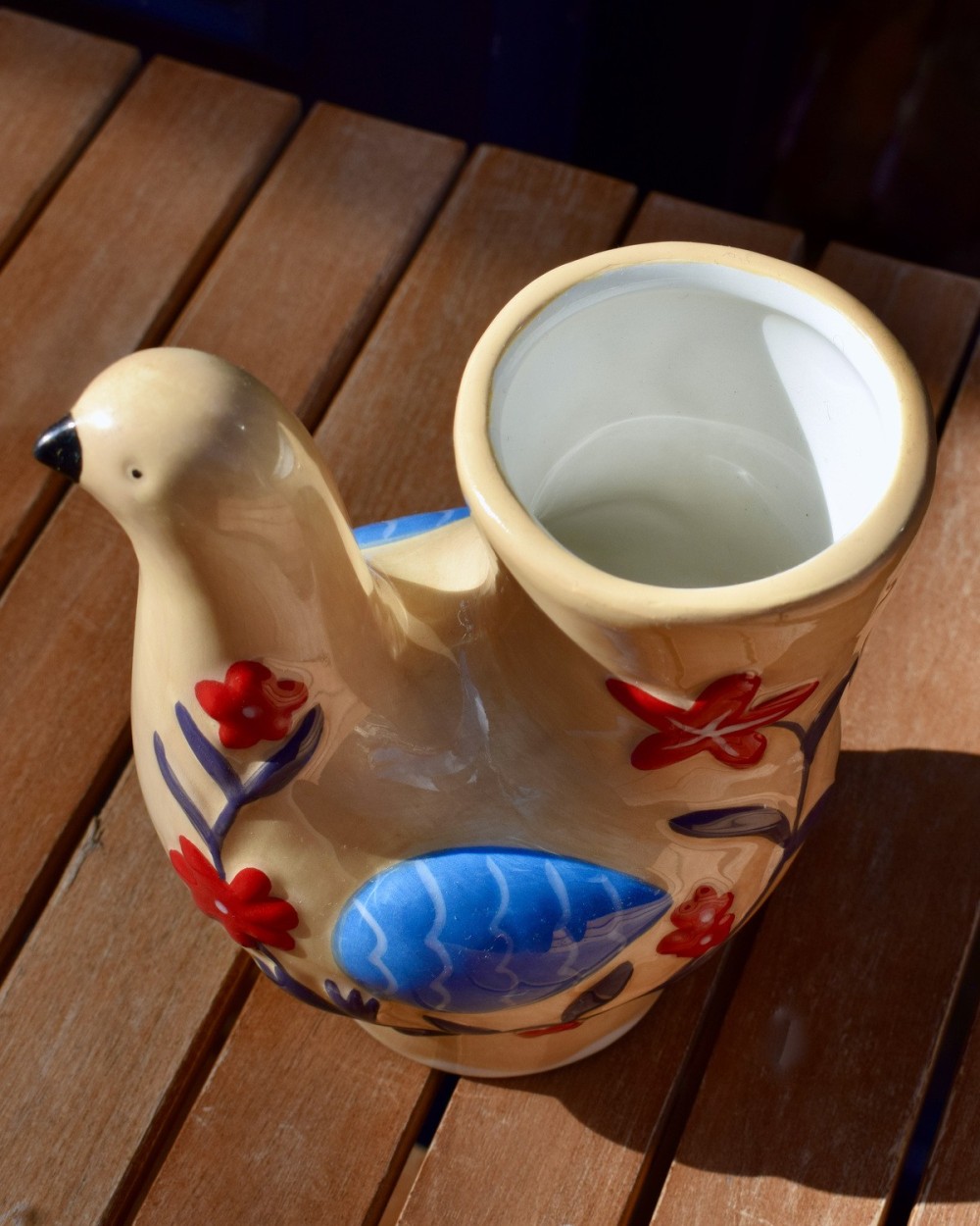 Vase oiseau en faïence beige | Peonies Shop