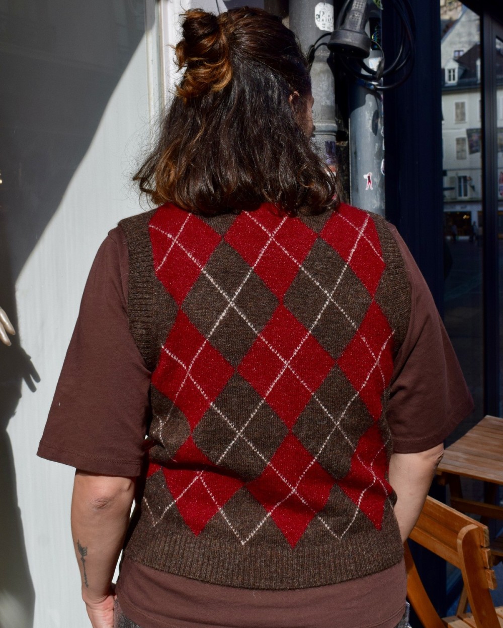 Pull sans manches à losanges femme | Peonies Shop