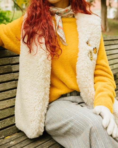 Veste sans manches Teddy écrue | Outlet Femme | Peonies Shop