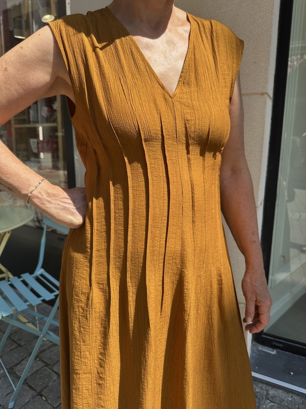 Robe Effet Froissé Mustard | Outlet Femme | Peonies Shop