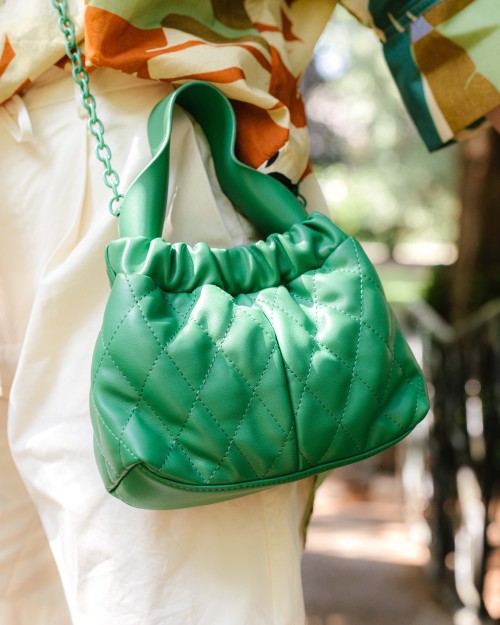 SAC BOURSE CUIR VEGAN VERT