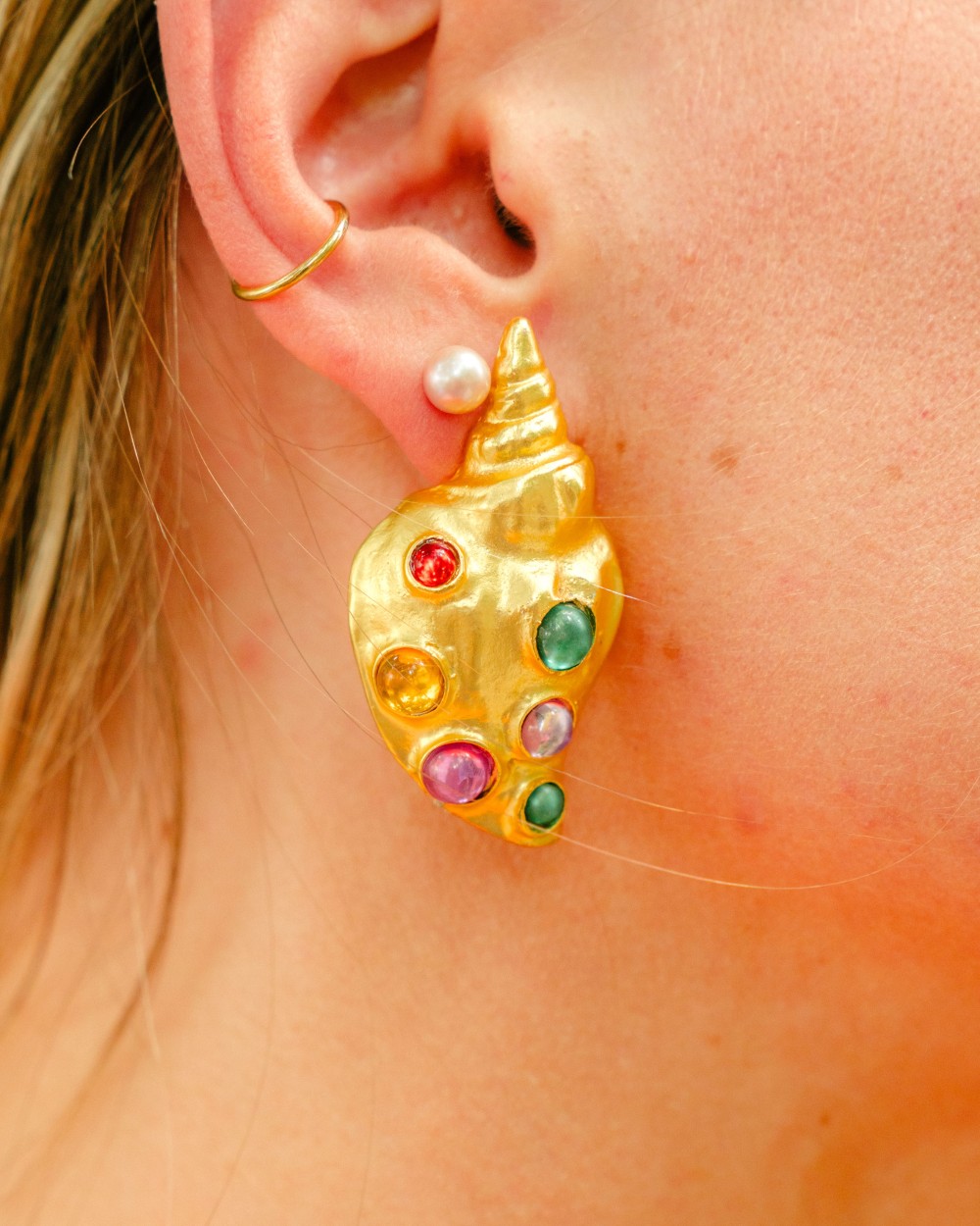 Boucles d'oreilles Coquillages pierres | Bijoux femme | Peonies Shop