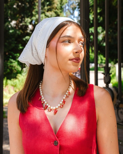 FOULARD BLANC BRODE