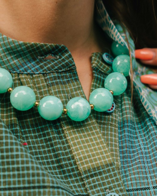 Collier en perles de résine Rose | Peonies Shop