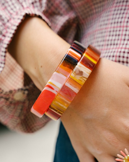 Bracelet jonc en résine rayée | Peonies Shop