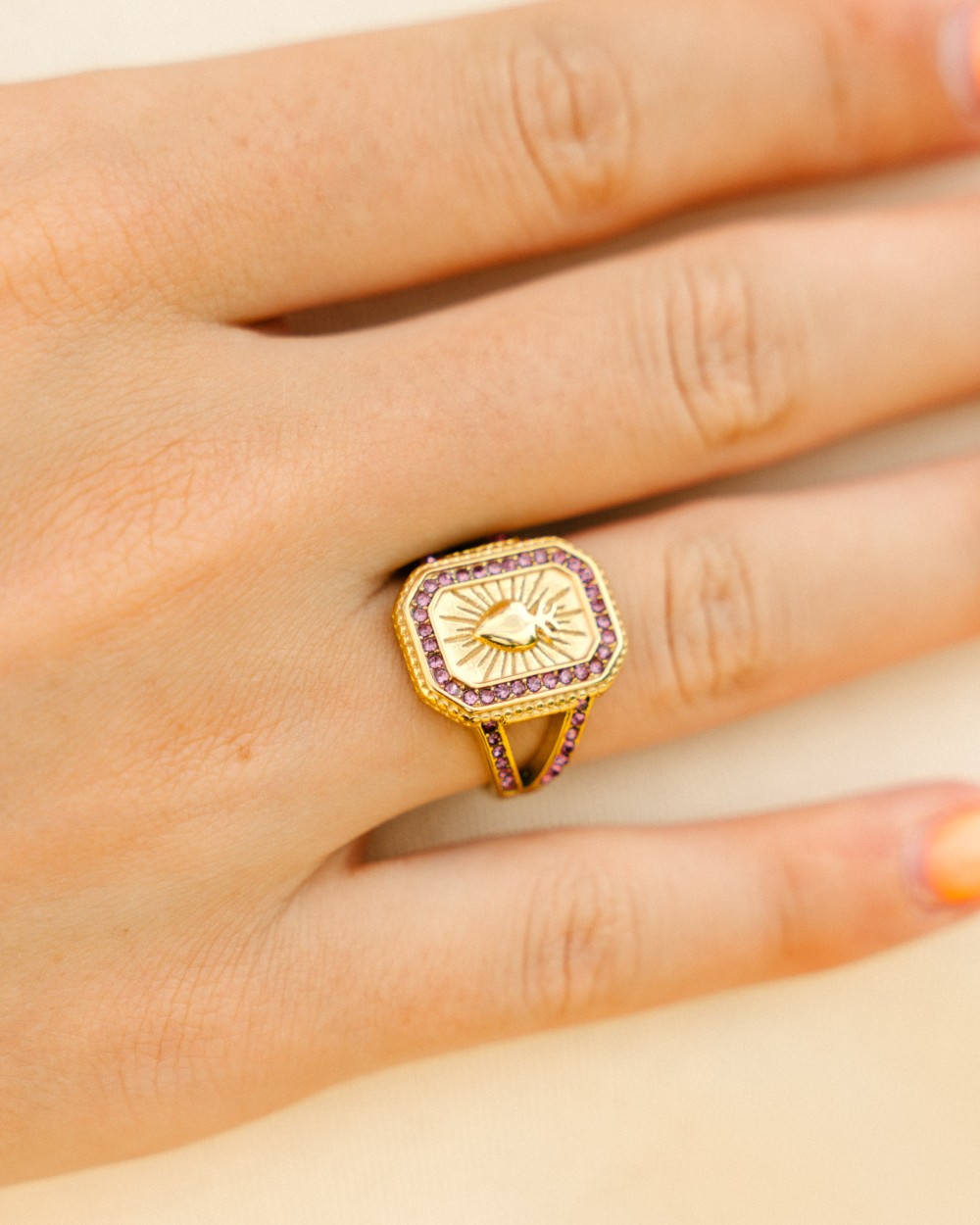 Bague chevalière en acier inoxydable | Peonies Shop