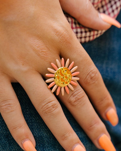Bague fleur en acier inoxydable | Peonies Shop