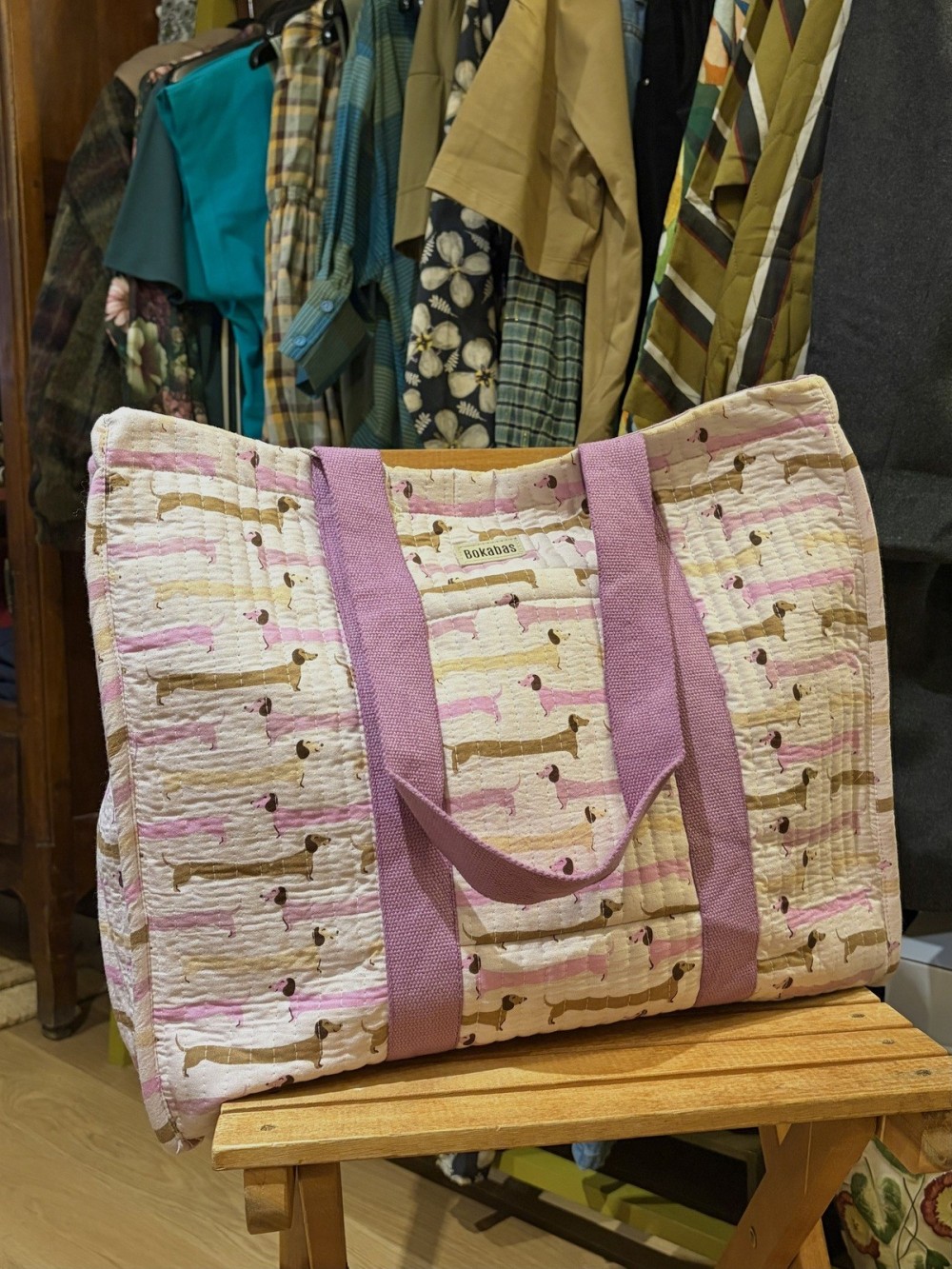 Sac cabas matelassé réversible Léopard ou Teckel | Peonies Shop