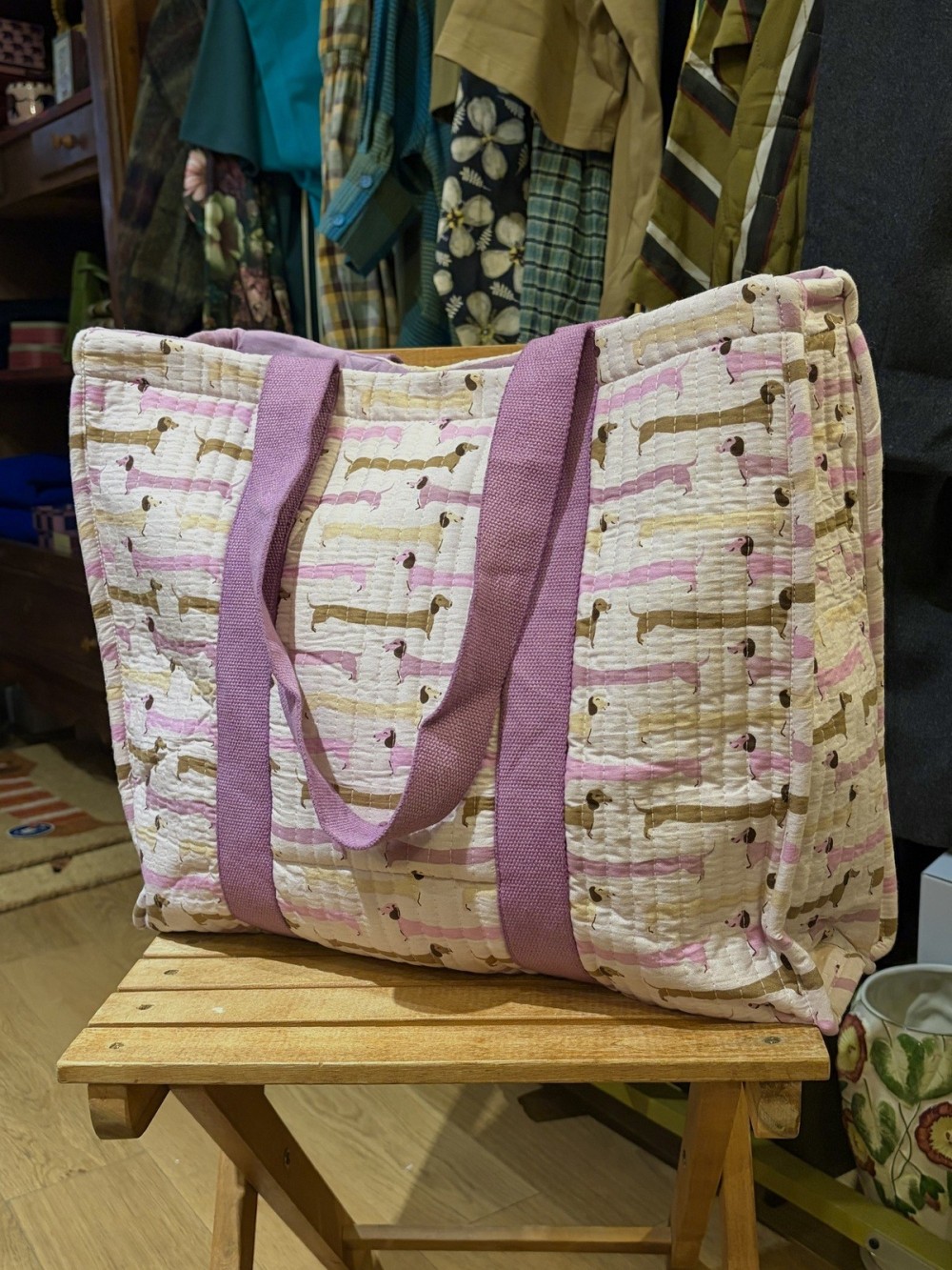 Sac cabas matelassé réversible Léopard ou Teckel | Peonies Shop