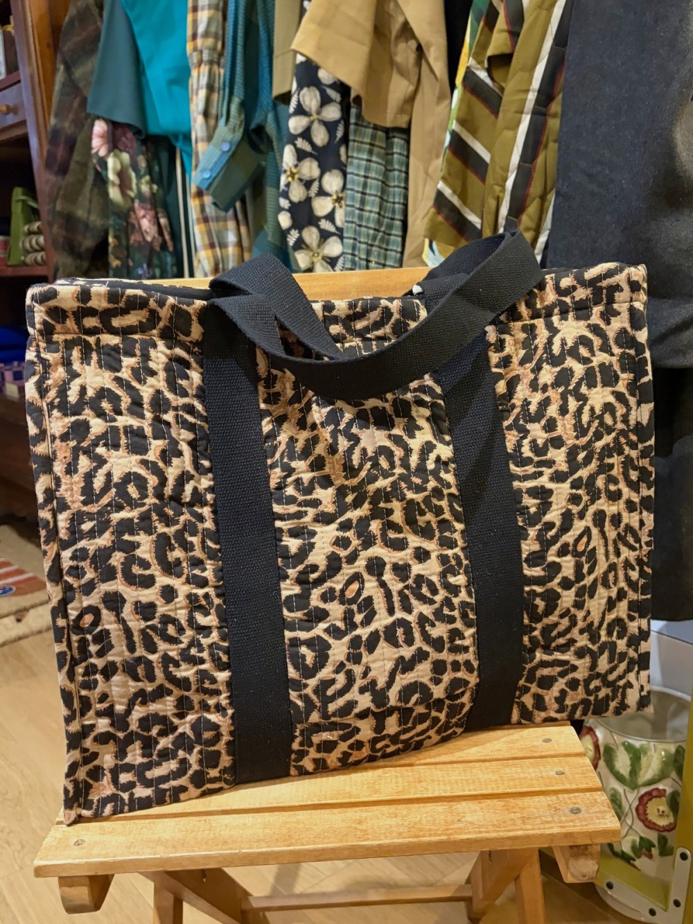 Sac cabas matelassé réversible Léopard ou Teckel | Peonies Shop