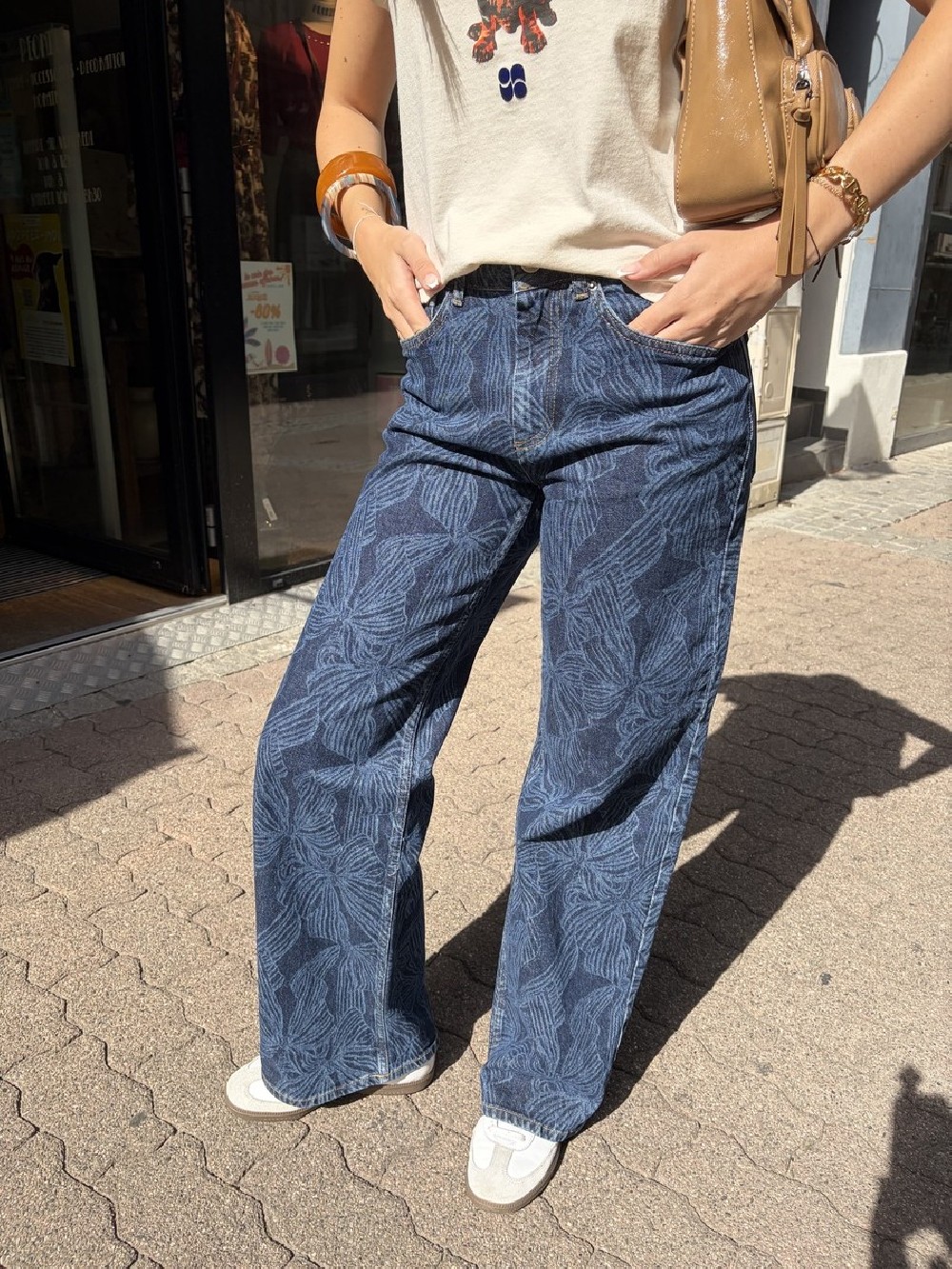 Jean Julia droit imprimé nœuds | Peonies Shop
